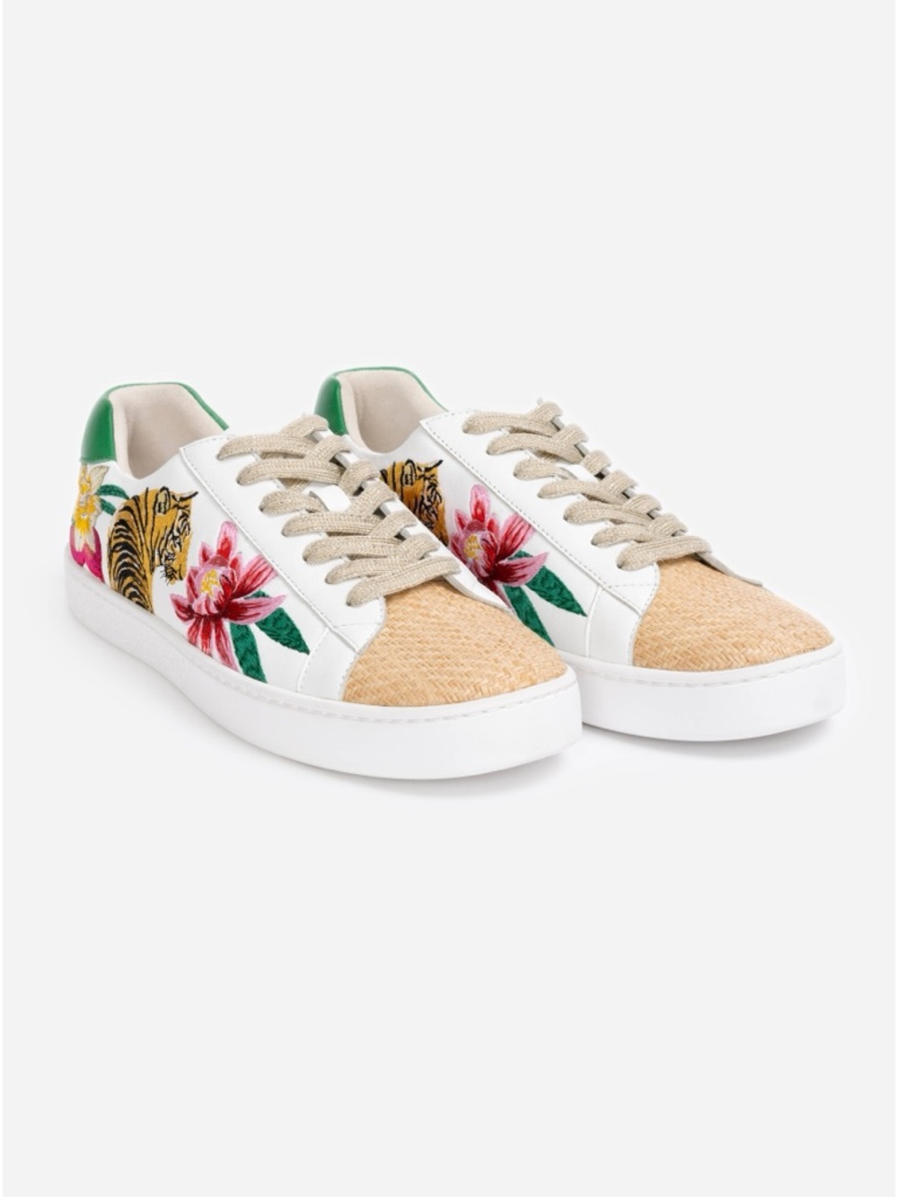 Johnny Was Maisie Floral & Tiger Embroidered Low-Top Sneakers